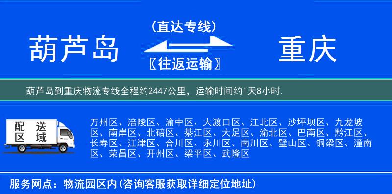 葫蘆島到重慶物流專線