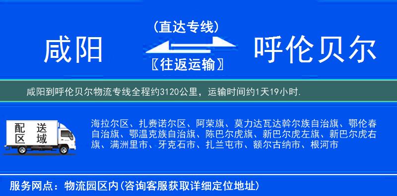 咸陽到呼倫貝爾物流專線